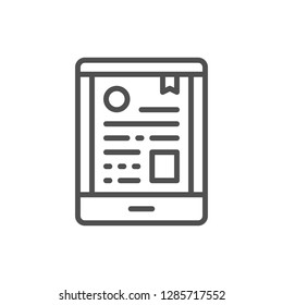 Vector mobile certificate, phone diploma, e-learning line icon. Symbol and sign illustration design. Isolated on white background