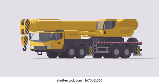 Vector mobile crane. Isolated telescopic crane truck. Illustration. Collection