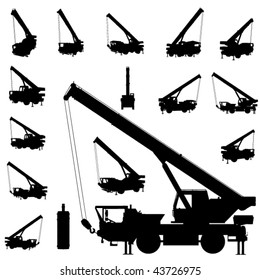 Vector Mobile Crane Silhouette Set