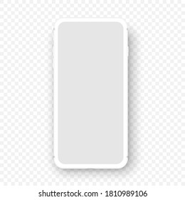 Vector mobile device.White smartphone mockup. Cellphone frame with blank display isolated templates.
