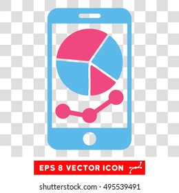 Vector Mobile Graphs EPS vector pictograph. Illustration style is flat iconic bicolor pink and blue symbol on a transparent background.