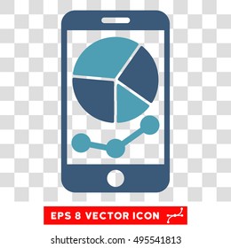 Vector Mobile Graphs EPS vector pictograph. Illustration style is flat iconic bicolor cyan and blue symbol on a transparent background.