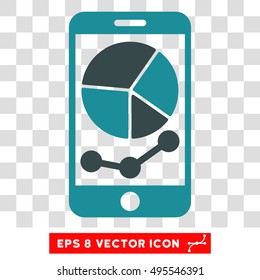 Vector Mobile Graphs EPS vector pictograph. Illustration style is flat iconic bicolor soft blue symbol on a transparent background.