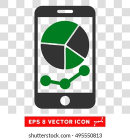 Vector Mobile Graphs EPS vector pictograph. Illustration style is flat iconic bicolor green and gray symbol on a transparent background.