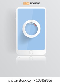 Vector mobile icon and glossy. blue screen