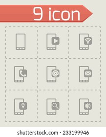 Vector mobile icon set on grey background