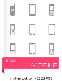 Vector mobile icons set on white background