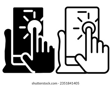 VECTOR MOBILE INTERACTION  ICON IN STROKE AND FILL VERSION