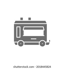 Vector Mobile Kitchen Food Trailer Gray Icon.