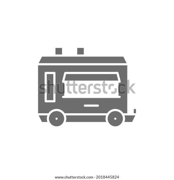 Vector mobile\
kitchen food trailer gray\
icon.