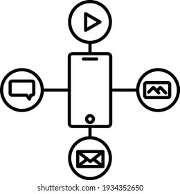 Vector Mobile Marketing Outline Icon Design
