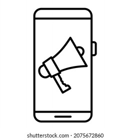 Vector Mobile Marketing Outline Icon Design
