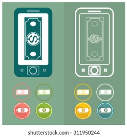 vector Mobile money online banking concept turnovers