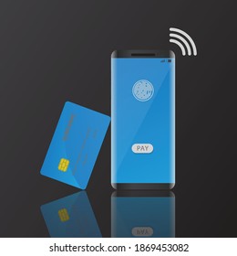 Vector Mobile Payment Konzept, Online-Zahlung Kreditkarte, Smartphone.