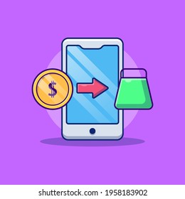 Vector Of Mobile Payment Icon. Flat Of Mobile Payment Icon. Flat design vector illustration for web banner, web and mobile, infographics. Vector Mobile Payment Icon Graphic.
