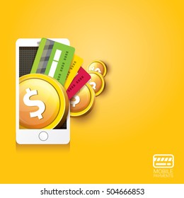 Vector mobile payments concept illustration. Internet banking concept. wireless money transfer.
