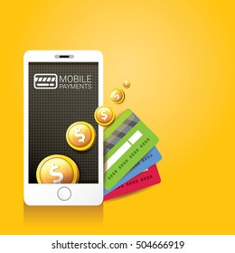 Vector mobile payments concept illustration. Internet banking concept. wireless money transfer.