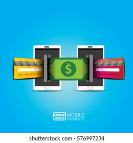 Vector mobile payments concept illustration. Internet banking concept. wireless money transfer.