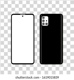 Vector mobile phone with blank screen and transparent Background . Flat and line icon style. vector illustration. Smartphone icon vector illustration