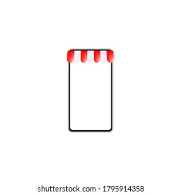 Vector Mobile Phone With Blank Screen Empty For Copy Space Concept For Shopping Online Digital Marketing On White