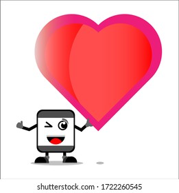 Vector - Personaje de teléfono móvil y gran corazón