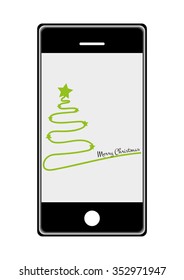Vector mobile phone with Christmas tree