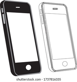 VECTOR MOBILE PHONE CLIP ART IN BLACK COLOR.MOBILE ICON VECTOR