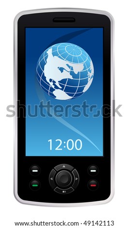 vector mobile phone with globe