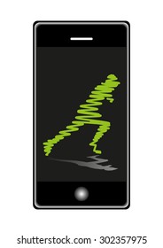 Vector mobile phone with green runner.