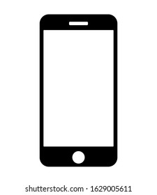 Vector mobile phone icon illustration. Flat mobile phone icon isolated on white background. Transparent black and white mobile phone. 