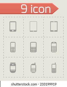 Vector mobile phone icon set on grey background