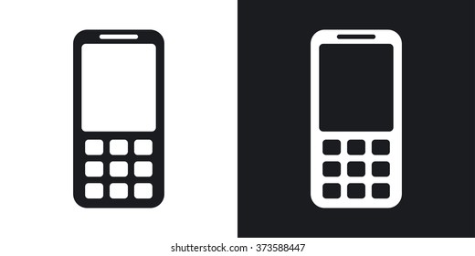 Vector mobile phone icon. Two-tone version on black and white background