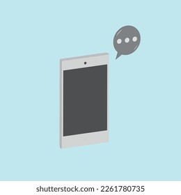 
Vektorsymbol für Mobiltelefone in weißer Farbe mit hellblauem Hintergrund