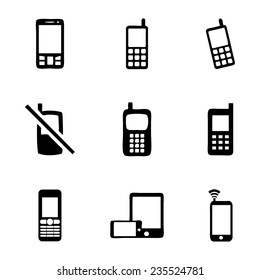 Vector mobile phone icons set on white background