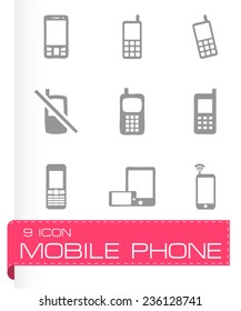 Vector mobile phone icons set on grey background