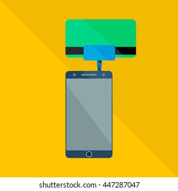 Vector mobile phone image of a card reader, icon