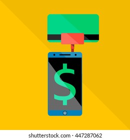 Vector mobile phone image of a card reader, icon