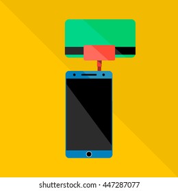 Vector mobile phone image of a card reader, icon
