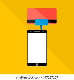 Vector mobile phone image of a card reader, icon