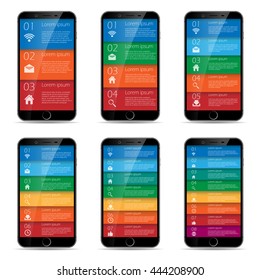 Vector mobile phone for infographic. Template for diagram, graph, presentation and chart. Smartphone Abstract 3D digital illustration. Cellphone infographic. Vector eps 10 smartphone illustration.