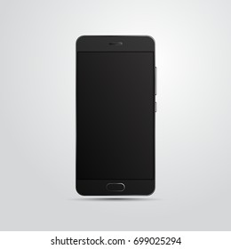 Vector mobile phone isolated on light background. Vector illustration of high detailed smartphone. Realistic phone illustration. Place for image. Easy drop image into screen.