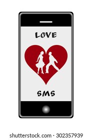 Vector mobile phone with love message.