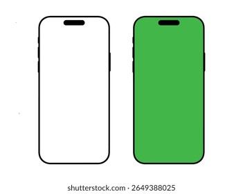 Mockups de telefone celular vetor - Coleção de vários smartphones fictícios sem marca com tela vazia em branco. Smartphone Mockups em preto e verde plana leiam com sombra e fundo cinza claro