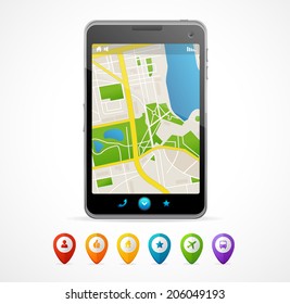 Vector mobile phone navigation set. For infographics