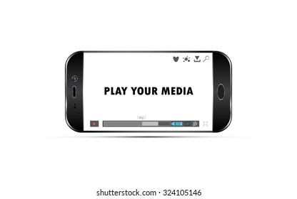 vector mobile phone playing media video template