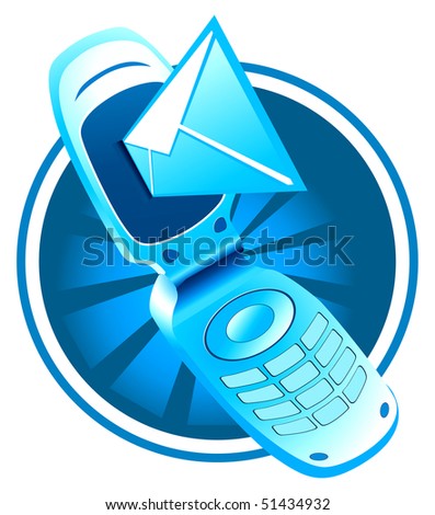 vector mobile phone with sms on white