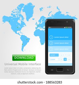 Vector mobile phone. Universal Mobile Interface.