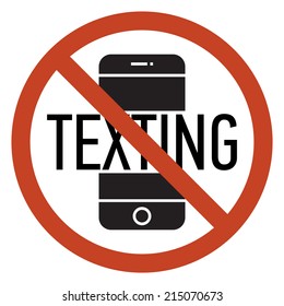 Vector mobile phone using and texting restriction round sign with white background | Texting is not allowed | No texting | Cell phone using is prohibited