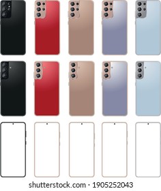 vector mobile phones colored with white screen