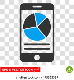 Vector Mobile Report EPS vector pictogram. Illustration style is flat iconic bicolor blue and gray symbol on a transparent background.